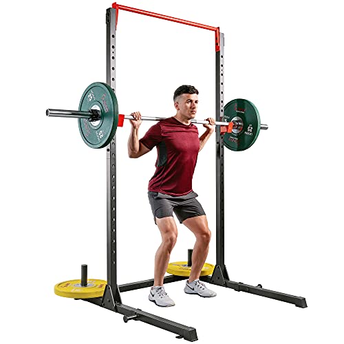 High Weight Capacity Power Cage and Squat Rack with J-Hooks, Adjustable Pull Up Bar S867