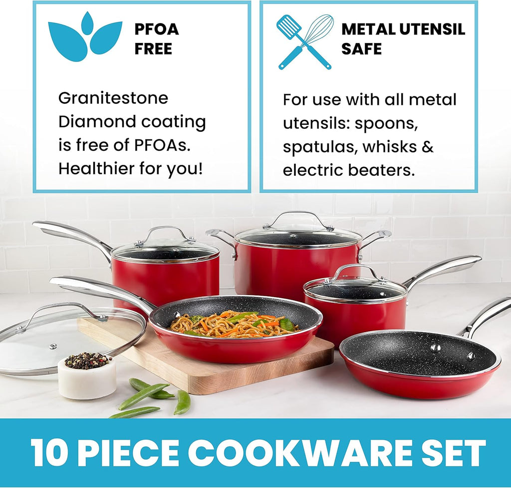 10pc Nonstick Granite Stone Cookware Set U3590