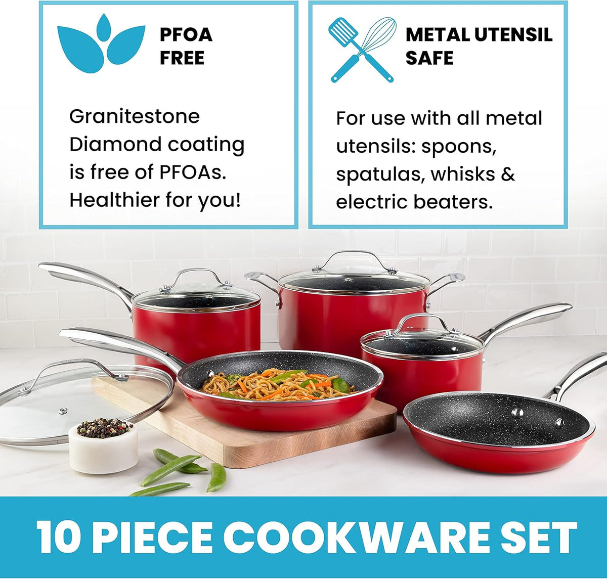 10pc Nonstick Granite Stone Cookware Set U3590