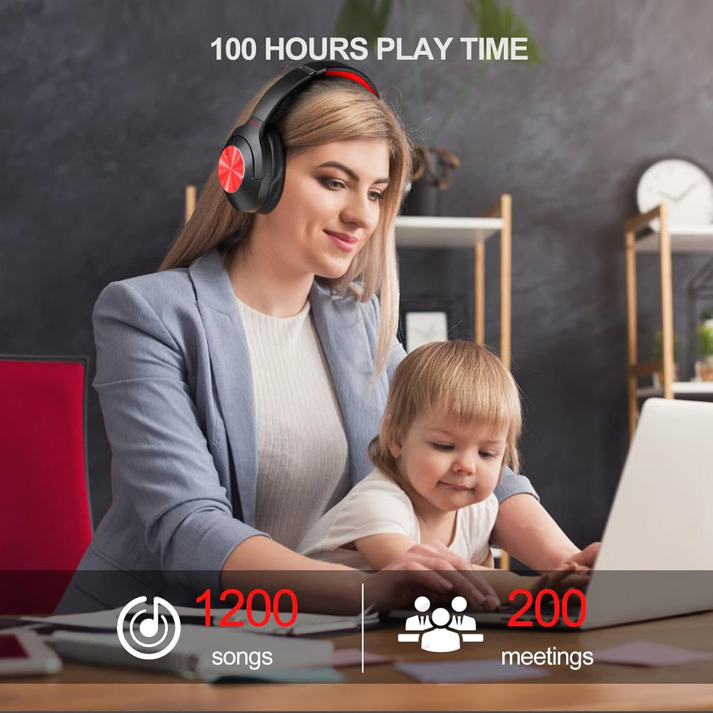 Hybrid Active Noise Cancelling Over Ear Bluetooth Headphones, 100H Playtime O5016