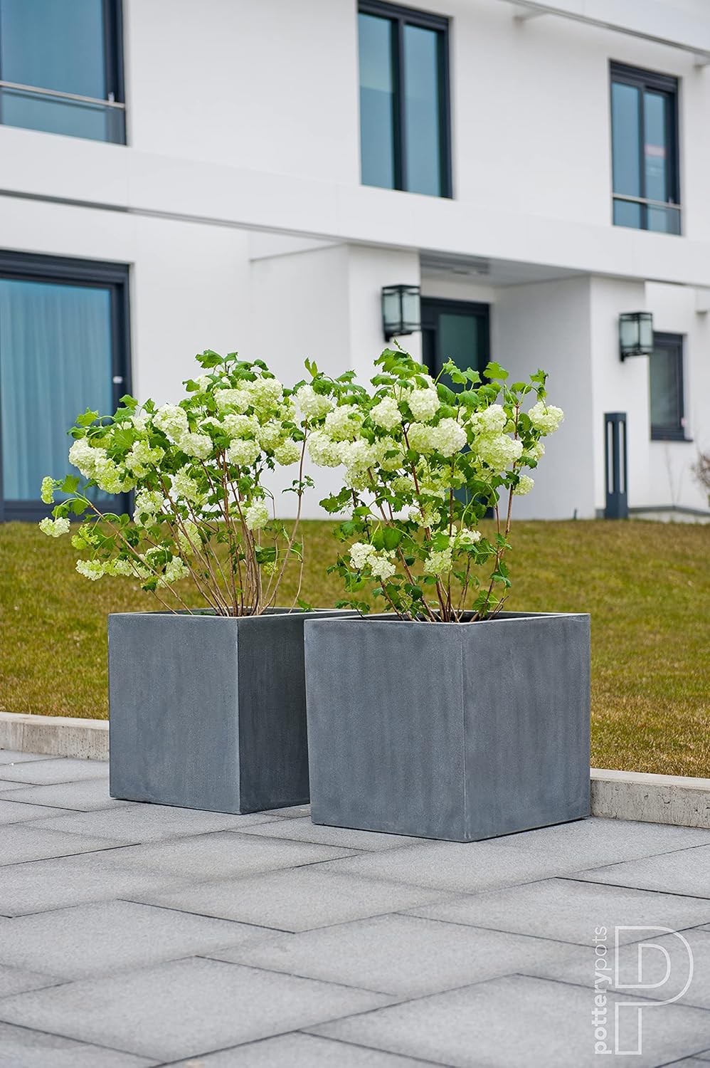 Grey Square Fiberstone Planter, Extra Large, 24 Inch Tall S5141