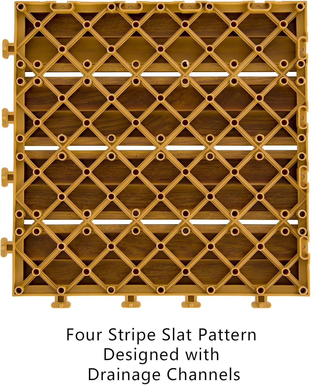 9PCS Aluminum Interlocking Deck Patio Tiles, 12” x 12” Wood Acacia B357