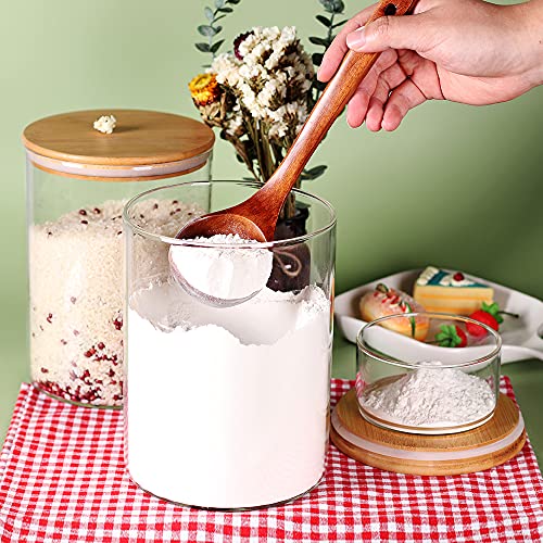 Glass Flour Container with Airtight Bamboo Lid, Large Glass Food Jar with Wooden Lid (3L) G16309