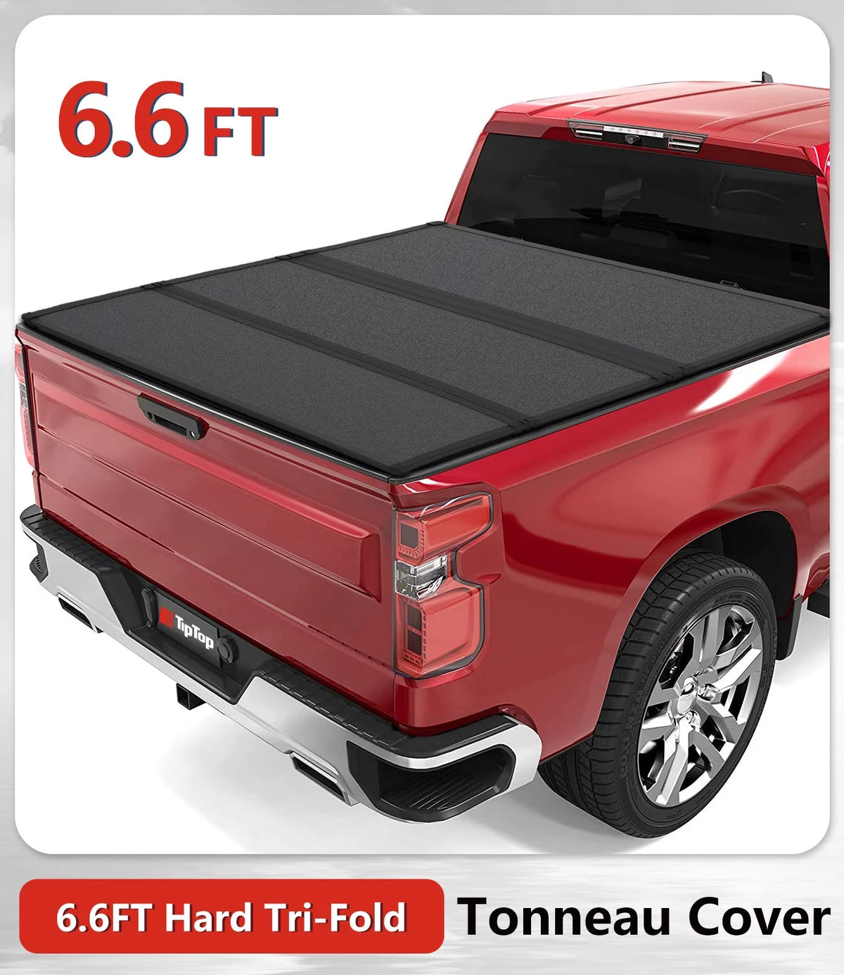 Tri-Fold Hard Tonneau Cover Truck Bed FRP for 2007-2023 CHEVY Silverado 1500 & GMC Sierra 1500 with 6.6ft Bed (78.9") W7078