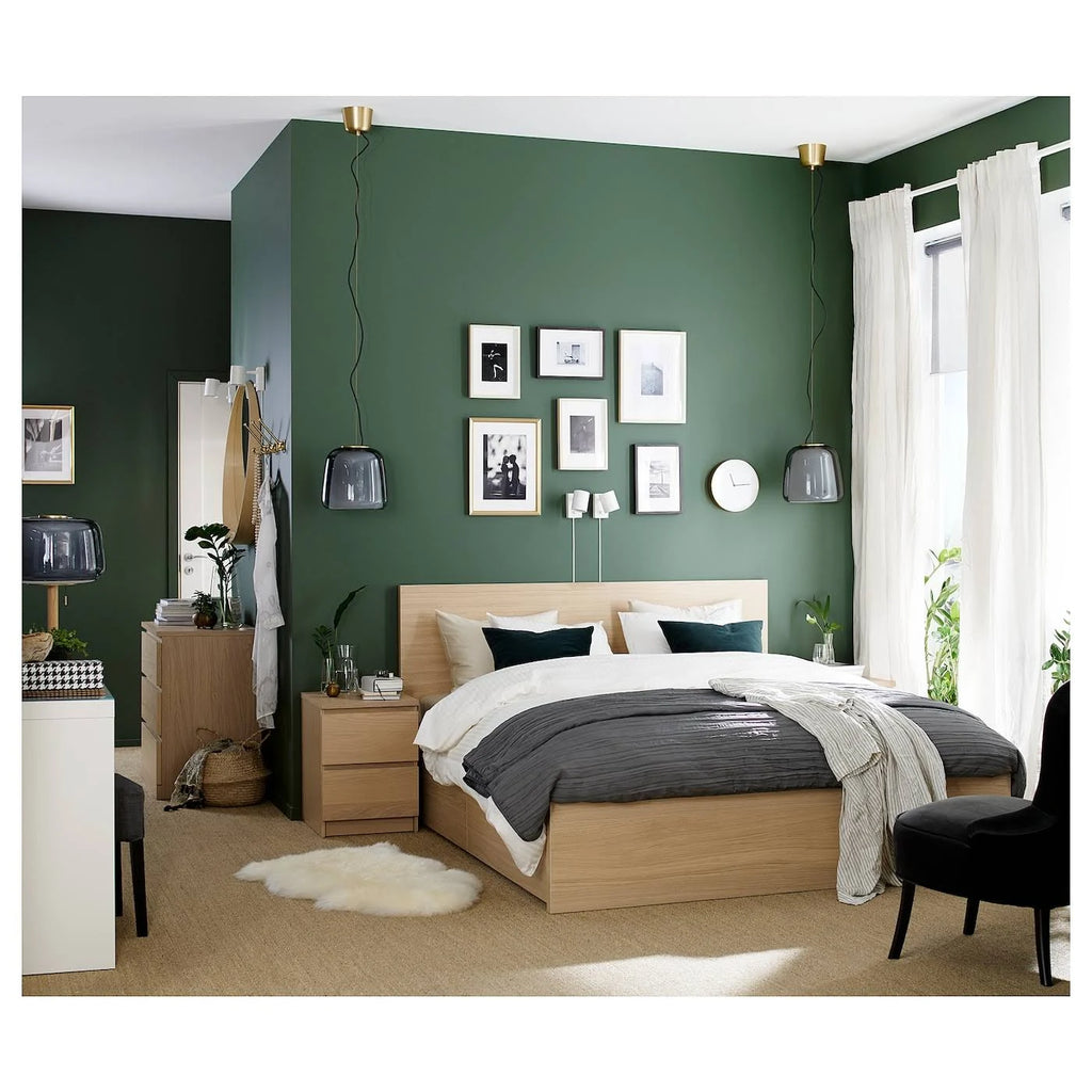 White Stained Oak Veneer King Bed Frame with 4 Storage Boxes H5802