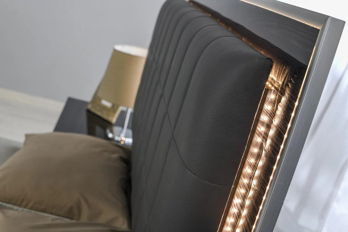Gloss Grey Queen Bed with LED Light Y4193