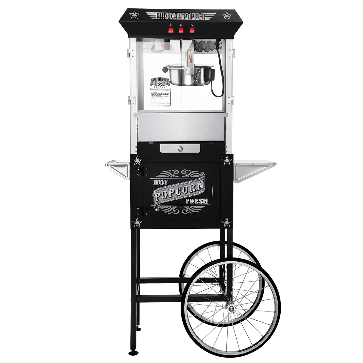 Black Antique Style 8oz Popcorn Popper Machine with Cart I5799