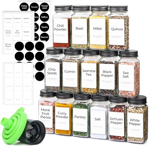 24Pcs 4oz Glass Spice Jars with Metal Lids F2641