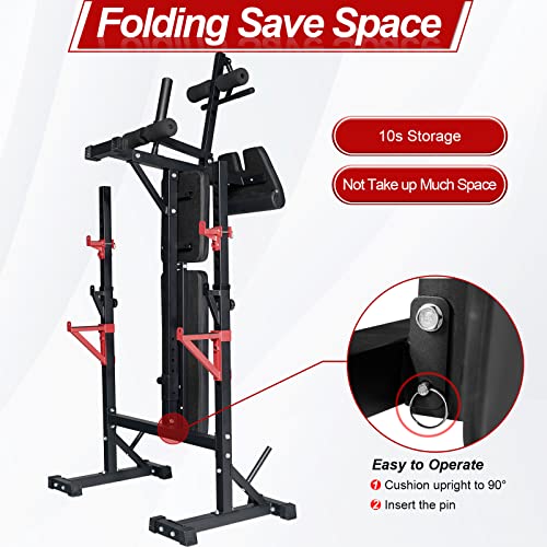 Weight Bench with Squat Rack, Adjustable Bench, Foldable Bench & Barbell Rack Stand, 660Lbs K8003