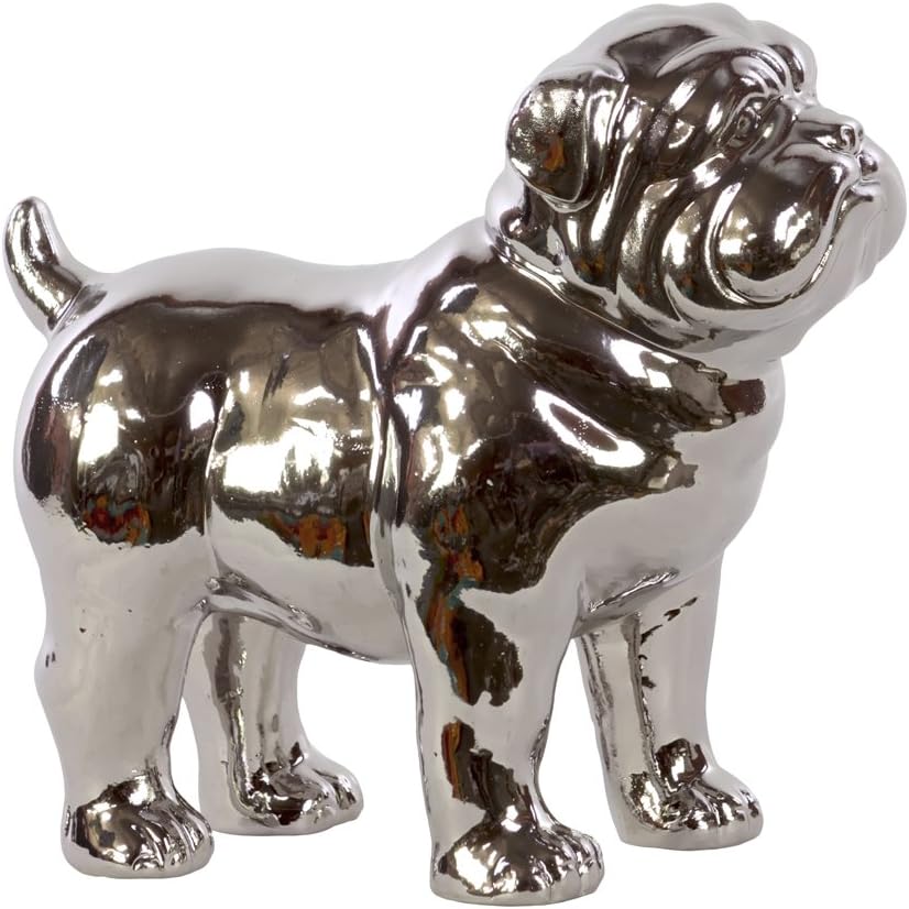 Ceramic Standing American Bulldog Chrome Silver W656
