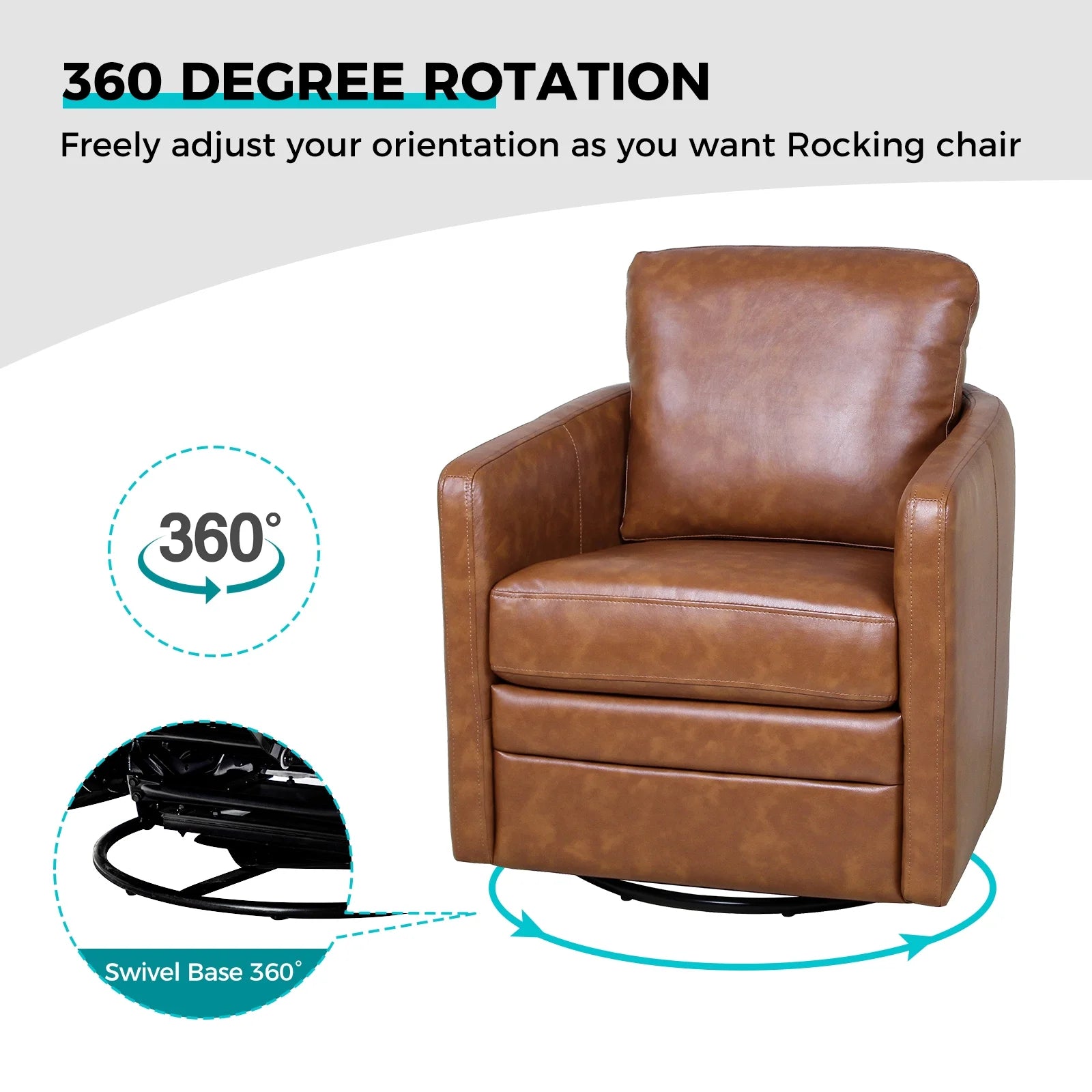 Faux Leather Swivel Accent Chair with Arms J60291