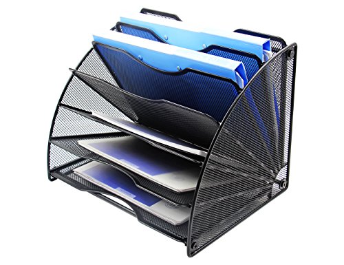 Black Mesh 6 Slots Desktop File Organizer L84926