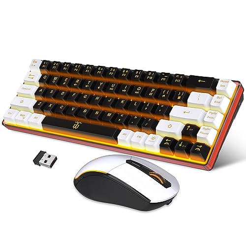60% Wireless Gaming Keyboard and Mouse Combo, LED Backlit Rechargeable 2000mAh Battery, Small Membrane Keyboard C38306