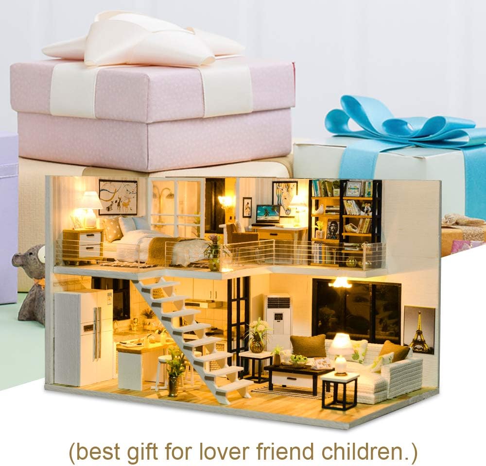 Dollhouse Miniature with Furniture, DIY Dollhouse Kit Y66102