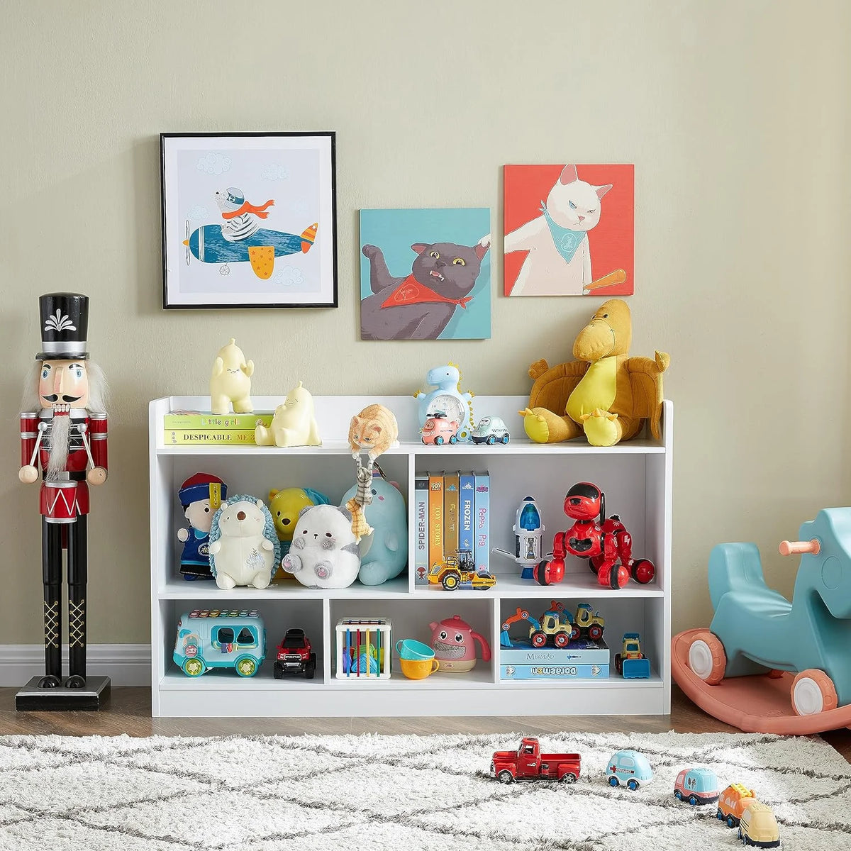White 5-Section Wooden Bookshelf T770852