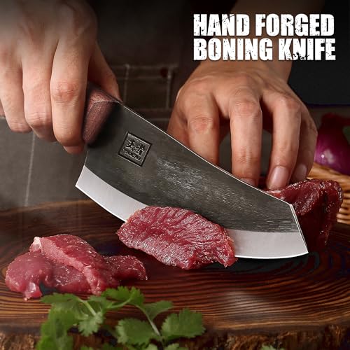 6.6 Inch High Carbon Steel Nakiri Knife with Leather Sheath M550