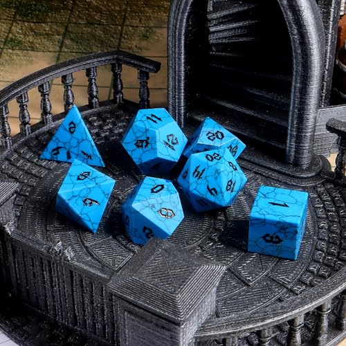 7 PCS Stone DND Dice Set with Case P585623