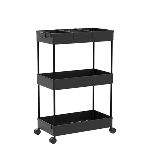 Black 3 Tier Rolling Cart with Wheels N879793