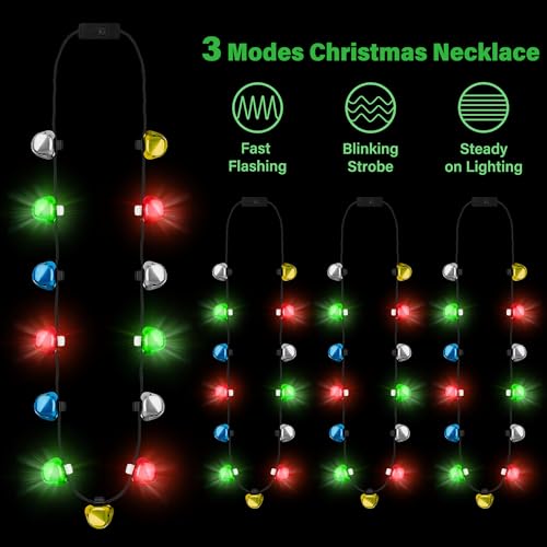 3Pcs Bells Light up Christmas Necklace M8301