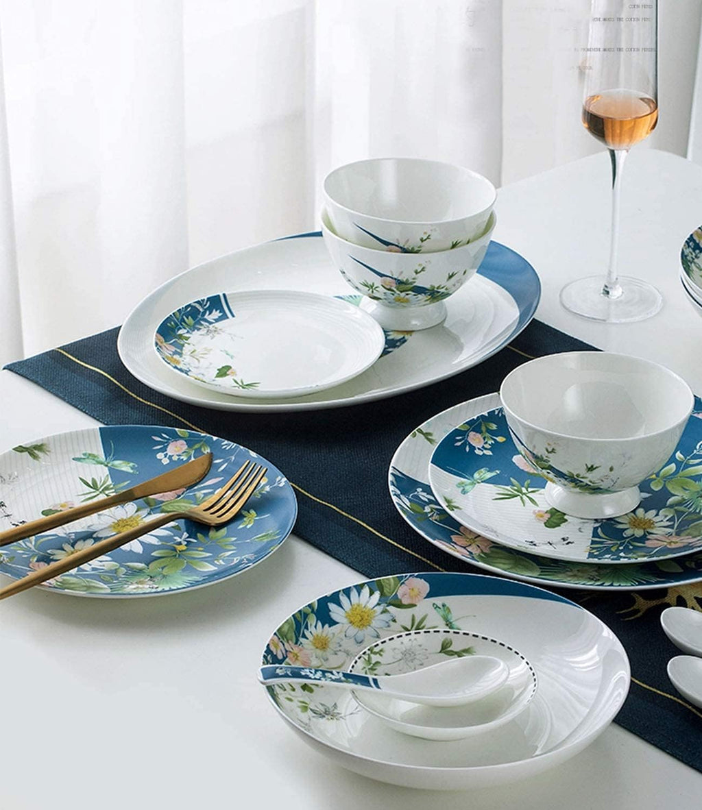 56-Piece Ceramic Bone China Dinnerware Set W9322