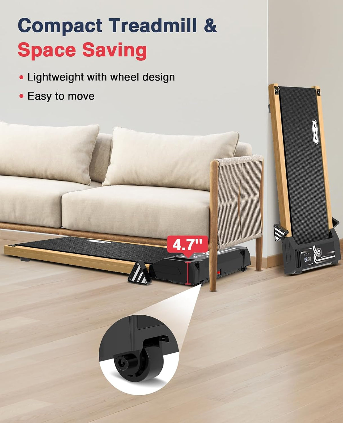 Wood Walking Pad with Incline Under Desk Treadmill S608539