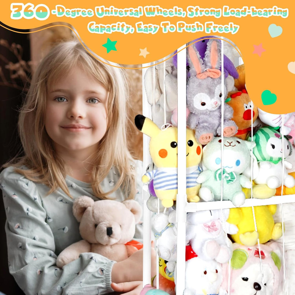 White Stuffed Animal Storage Zoo with Elastic Band and Net U904