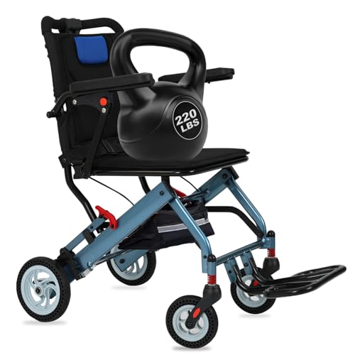 Ultra Light Transport Wheelchair with 8IN Honeycomb Tires T3660