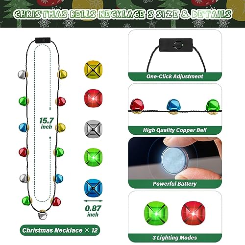 3Pcs Bells Light up Christmas Necklace M8301