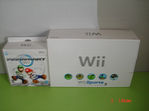 White Wii Console with Mario Kart Wii Bundle P4616