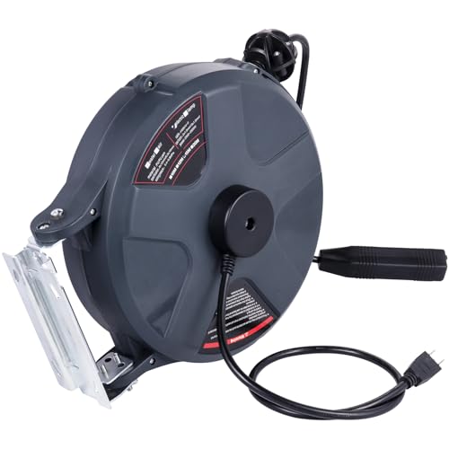 50 FT 14AWG/3C SJTOW Power Cord Reel with Lighted Triple Tap Outlet Z1916