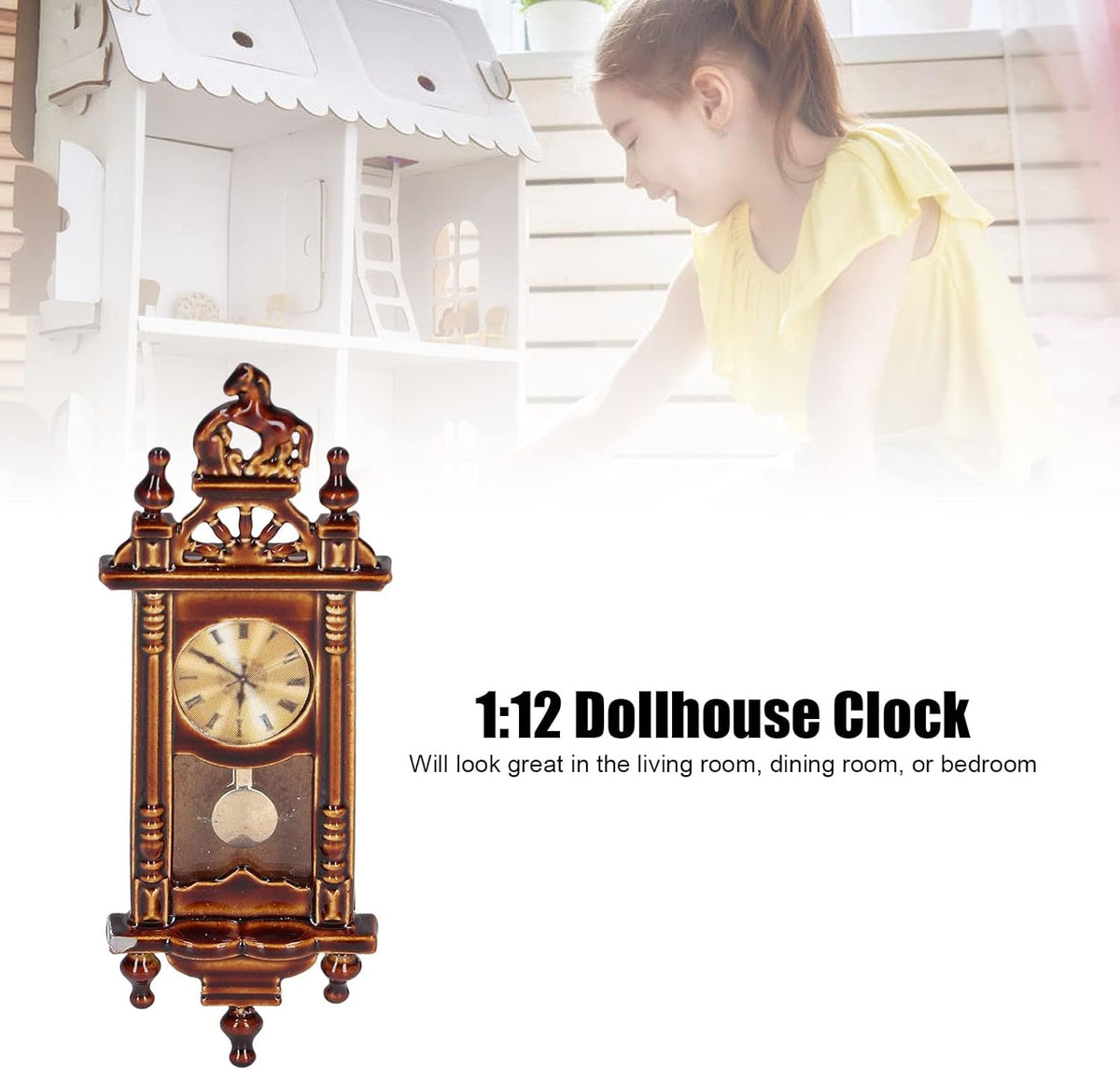 1:12 Miniature Vintage Wooden Alloy Wall Clock S820