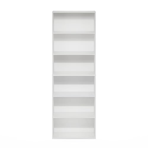 White 6-Tier Open Storage Bookcase W168
