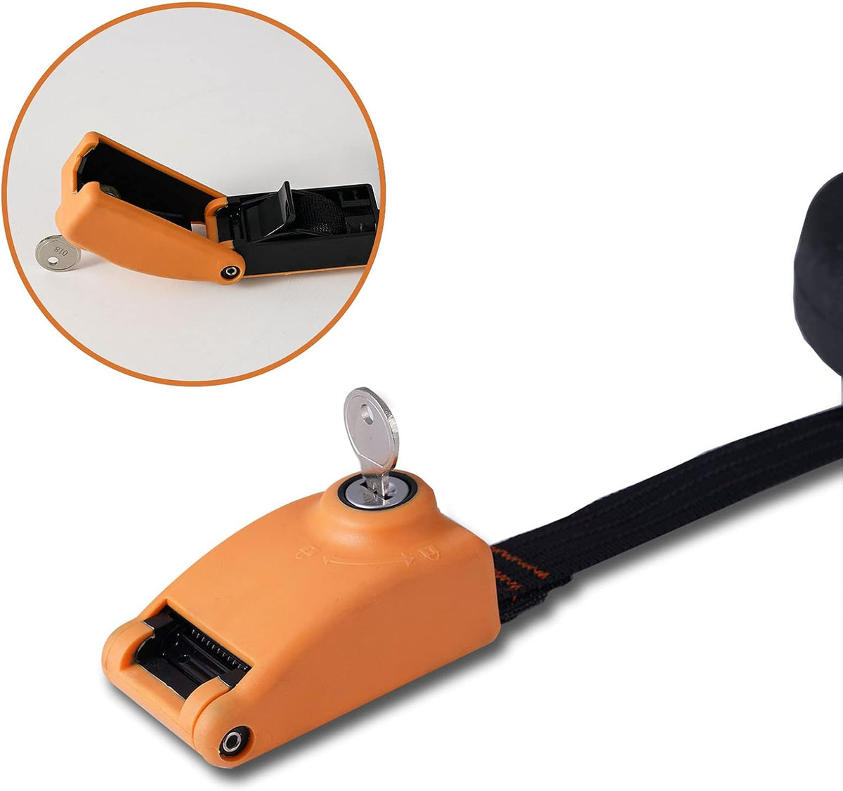 15ft Lockable Tie Down Strap with Silicone Buckle, 2 Pack (Orange) N93766