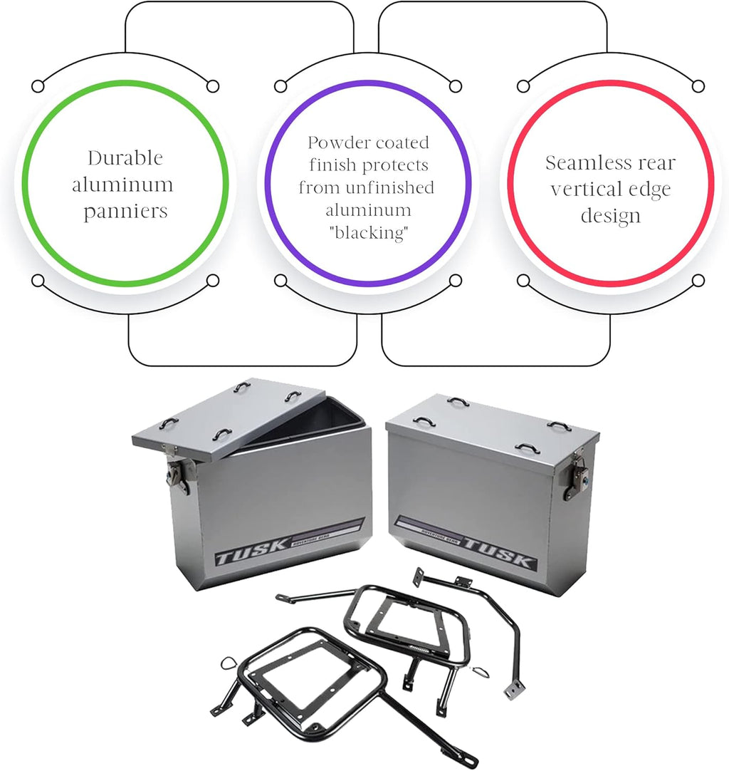 Large Silver Aluminum Panniers with Pannier Racks H546525