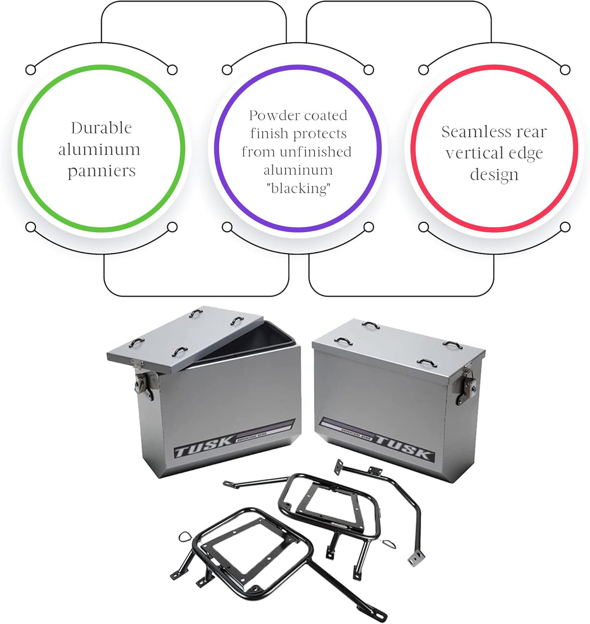 Large Silver Aluminum Panniers with Pannier Racks H546525