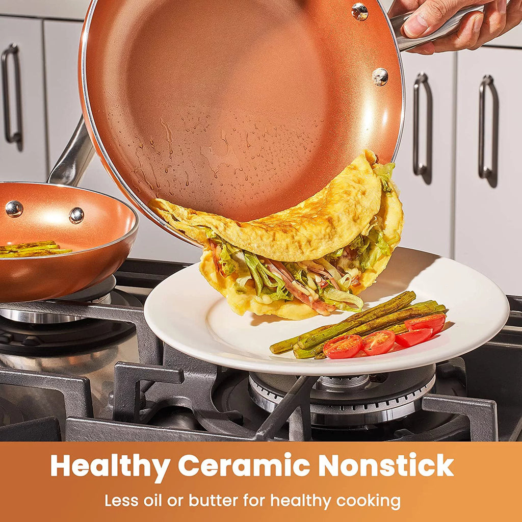 10 Piece Nonstick Ceramic Cookware Set with Stainless Steel Handles R5093