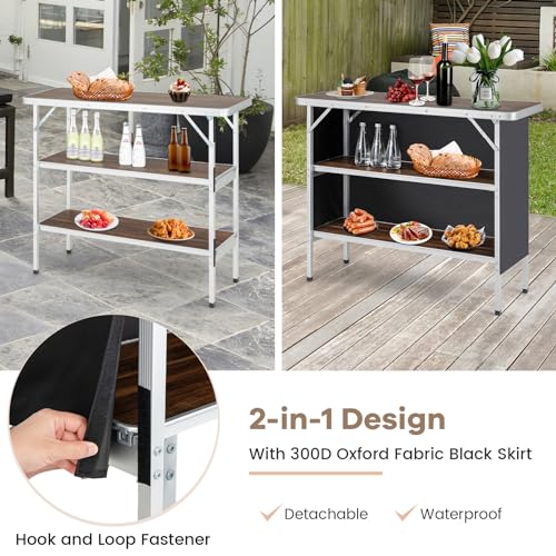 Brown Portable Bar Table with Carrying Bag X646