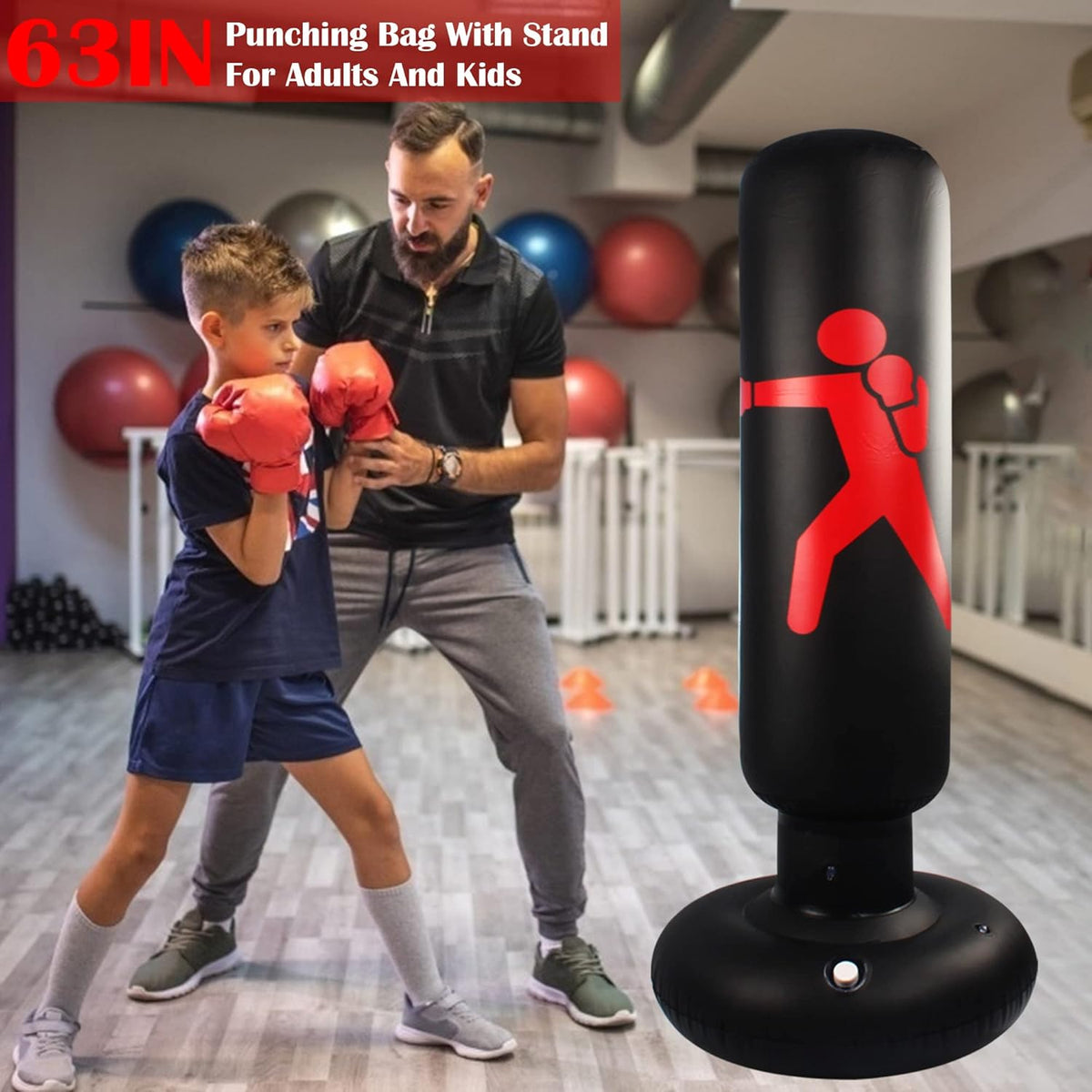 63" Freestanding Inflatable Punching Bag K221581