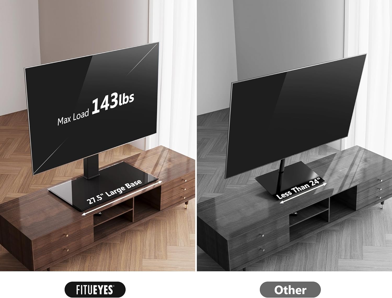 Table Top TV Stand for 50-85 inch TVs and Rolling TV Stand for 32-75 Inch TVs W673