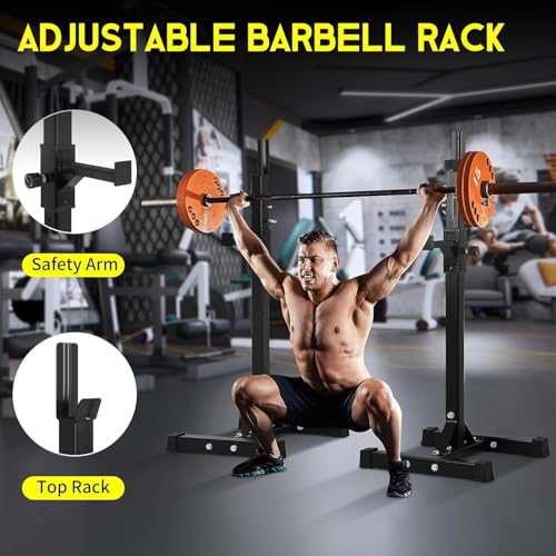 Black Adjustable Squat Rack Stand Set of 2 Z98468