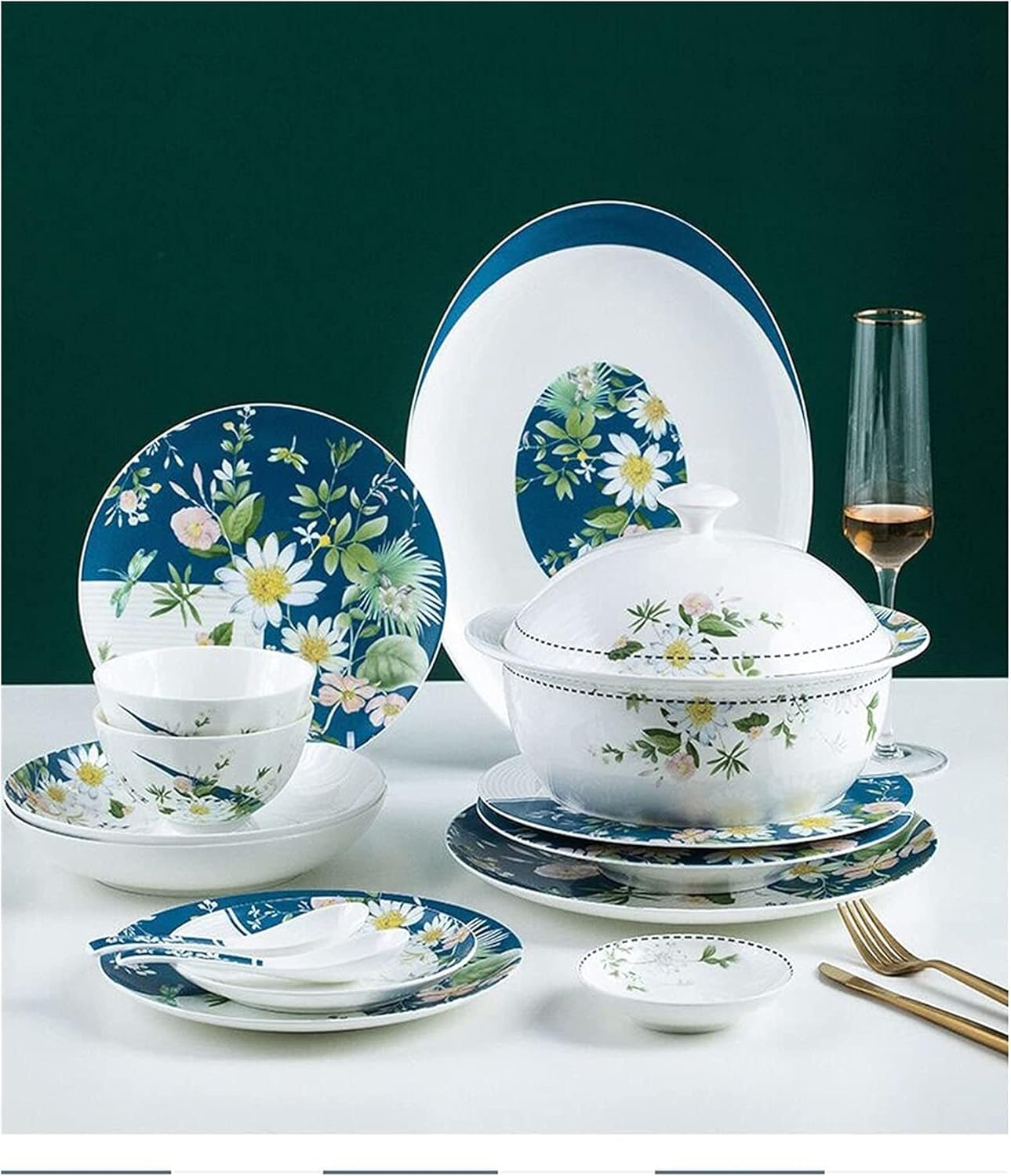 56-Piece Ceramic Bone China Dinnerware Set W9322