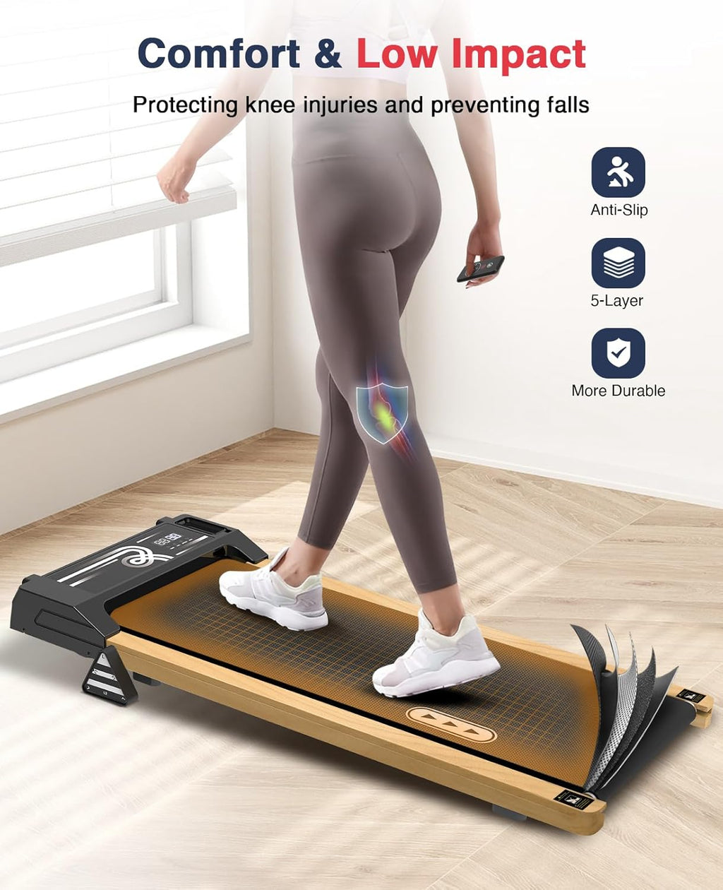 Wood Walking Pad with Incline Under Desk Treadmill S608539