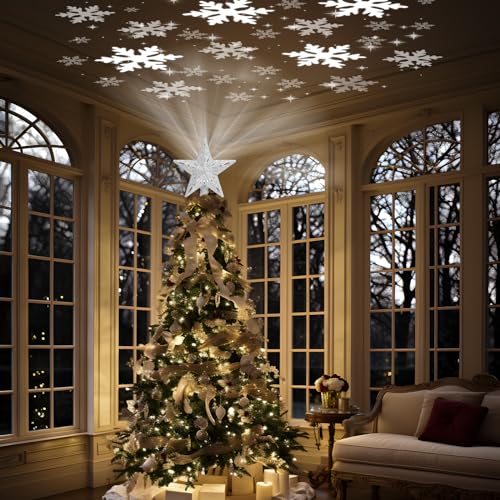 Gold Christmas Tree Topper with LED Projection X564870