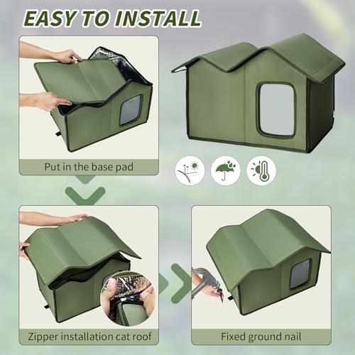 Outdoor Cat House Waterproof Insulated Shelter with Removable Washable Cover N2377