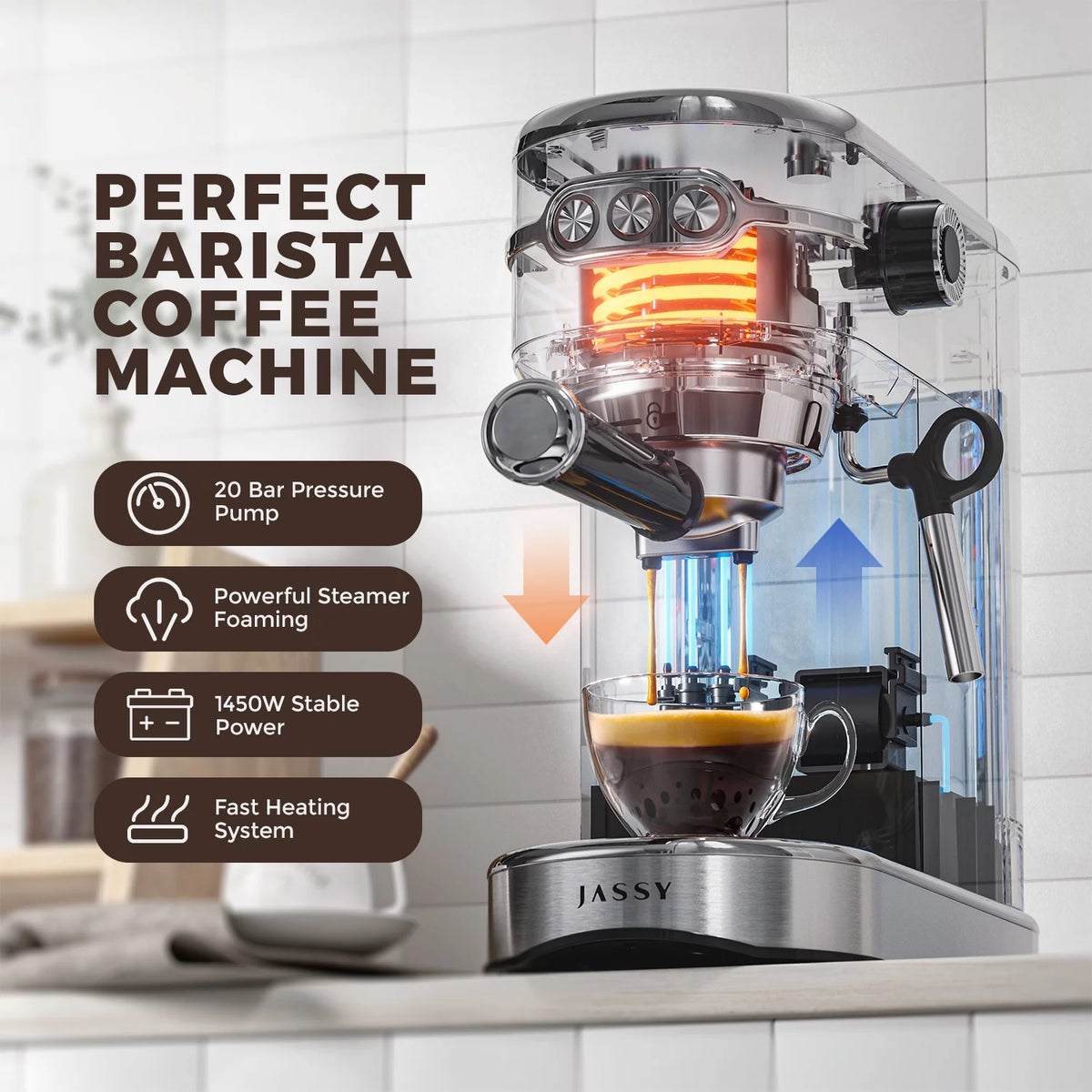 20 Bar Espresso Coffee Maker with Milk Frother I851013