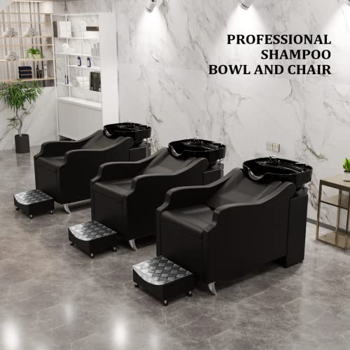 Shampoo Backwash Unit with Large Porcelain Bowl Salon Sink Hair Wash Chair Shampoo Station K56230