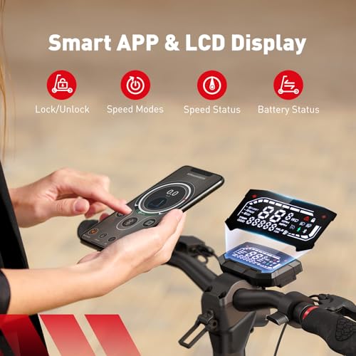 Electric Scooter with 28/38 MPH Top Speed, 40/50 Miles Range, 10/11" Offroad Pneumatic Tires, Foldable E7682
