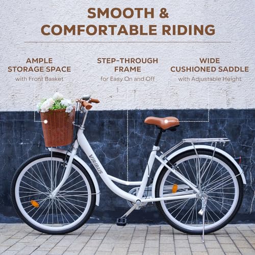 24 26 inch 1 Speed Step Through Cruiser Bike with Basket P59753
