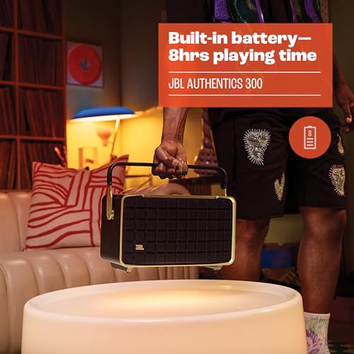 Retro Style Smart Home Speaker with Wi-Fi, Bluetooth and Voice Assistants (Black/Gold) Z976556