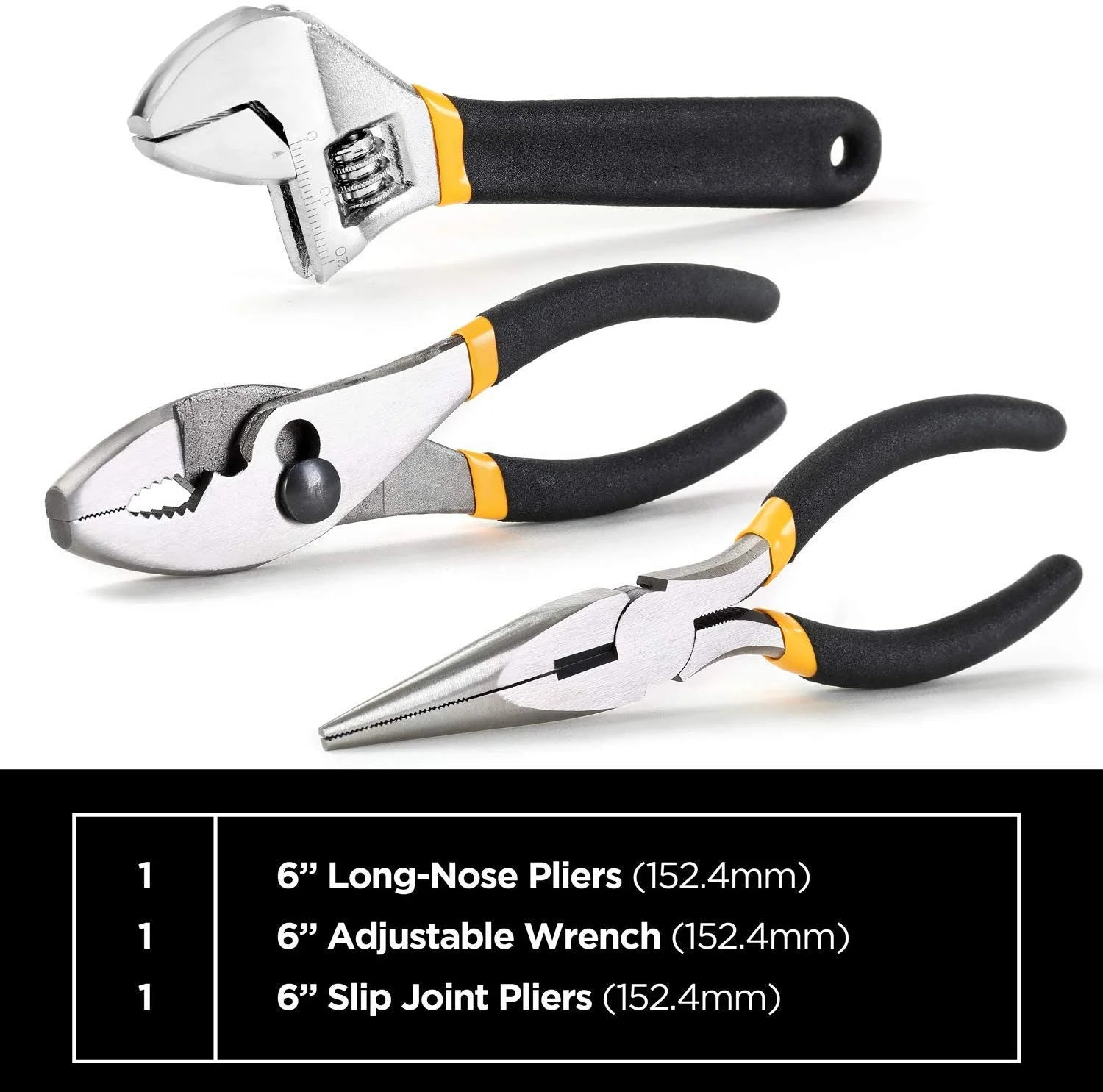 62-Piece Tool Set with Screwdriver Handle, 33 Bits, Pliers, Tape Measure, Torpedo Level, Hammer, Scissors, Wrench, Reinforced Case C429067